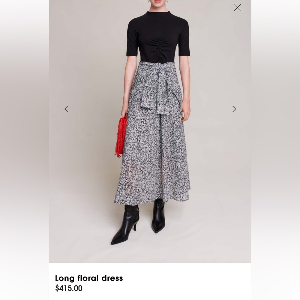 Floral Black and White Maxi Skirt